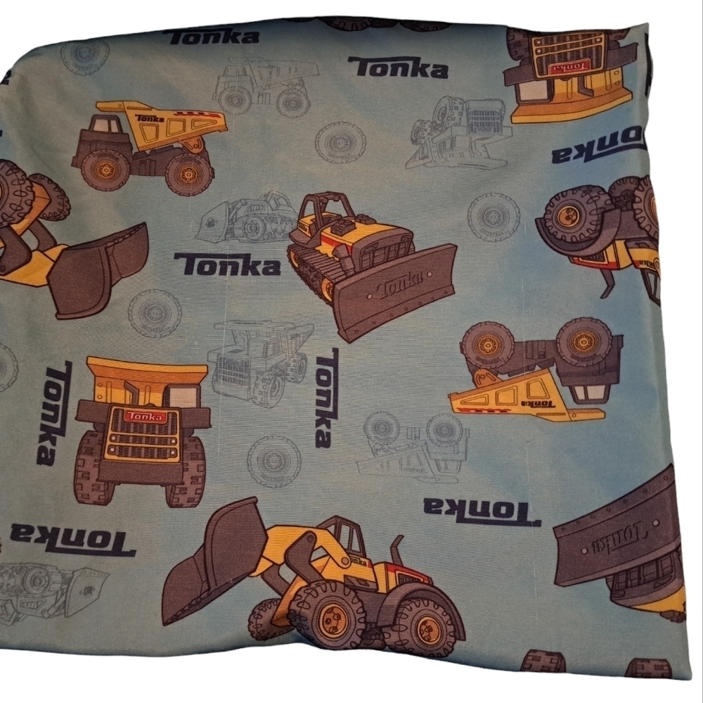 2013 HASBRO TONKA toddler flat sheet polyester trucks dump front loaders fabric